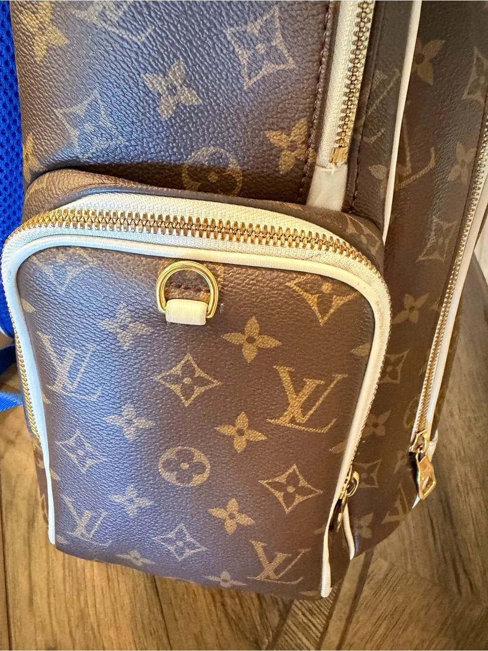 Louis Vuitton Monogram Brown Backpack with White Trim and NBA Patch